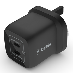 Dual USB-C GaN Wall Charger with PPS 45W, Black, hi-res